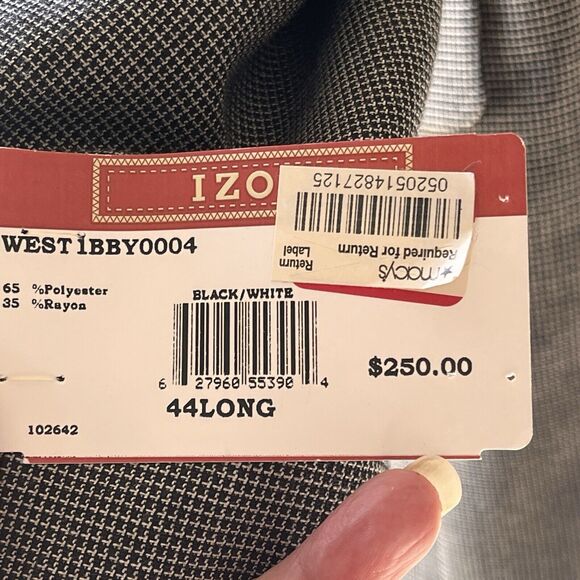 NWT IZOD Mens Suit Jacket Sport Coat 44L Black Micro Checks Polyester Rayon - Picture 5 of 14